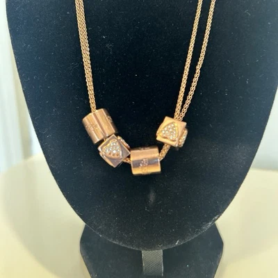 Collar Colgantes Folli Follie Oro Rosa Love Morse Código  Foto 1 de 3