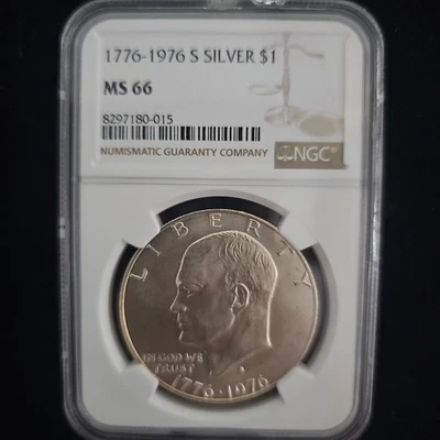 1776-1976 S Silver Coin  1 Dollars  Eisenhower Ms 66 #1 - Image 1 of 2