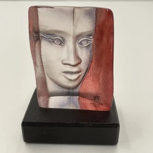 Mats Jonasson Crystal Glass Sculpture Face Signed please read desc - Picture 1 of 10
