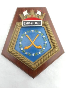 H. M . S. ENGADINE   NAVAL  WALL  PLAQUE/CREST/SHIELD - Picture 1 of 1