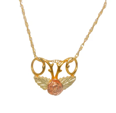 Collar Colgante Deslizante Black Hills Oro 10k 12K Hojas Rosa Foto 1 de 4