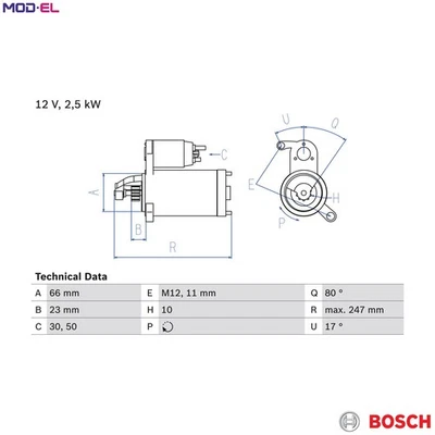 STARTER 0 986 025 160 FOR AUDI A4/S4/Allroad Q5/Van/SUV A5/Sportback/S5 A8L 6cyl - Image 1 of 4