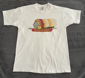 Vintage 1990s White Western Air Express Indian Head Chief Arrowhead T Shirt Sz L - Picture 1 of 9