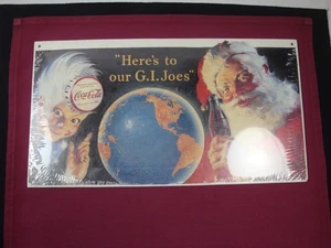 HERE'S TO OUR G.I. JOES - 9"X16" CARDBOARD COCA-COLA ADVERTISING SIGN - Picture 1 of 5