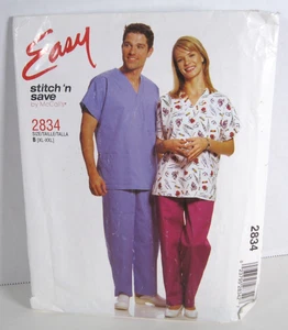 McCalls Stitch 'n Save 2834 Easy Scrubs Top & Pants Unisex L-XXL 38-48 Pattern - Picture 1 of 2