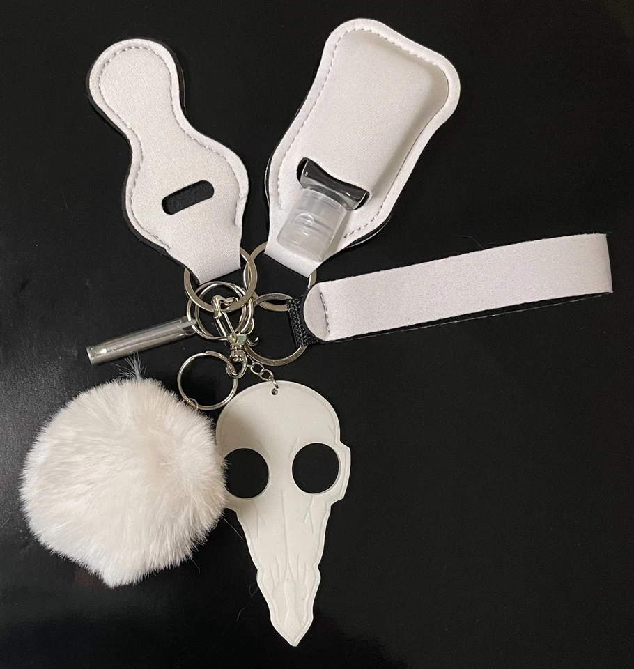 Juego de 6 llaveros de seguridad blancos con llave de seguridad calavera hecha a mano Foto 1 de 3