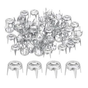 80 Stück Strass Ohrstecker, 7 mm Rundnieten Krallenperlen Nagelkopf, Gold/Weiß - Bild 1 von 6