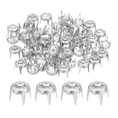 80 Pcs Rhinestone Studs, 7mm Round Rivets Claw Beads Nailhead, Gold/White - Image 1 of 4