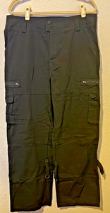 Women’s Black Cargo Pants XL Multi Pocket Zip Utility Streetwear Baggy Festival - Picture 1 of 6