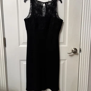 Damen ärmelloses Kleid Jones New York Größe 14 schwarz gefüttert Spitze Mieder - Bild 1 von 14