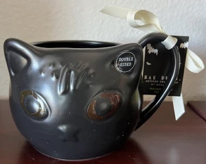 Rae Dunn BLACK CAT VIBES 21 oz Mug, Double-Sided, Hot Liquid Reveals Cat's Eyes - Picture 1 of 5