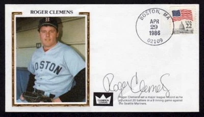 AUTHENTIC ROGER CLEMENS SIGNED AUTOGRAPHED "20 STRIKEOUT" POSTAL CACHET ENVELOPE - Image 1 of 3