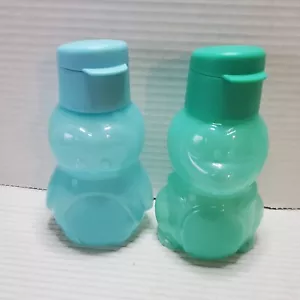 2 Tupperware Extra Small Kids Eco Water Bottle 350ml Blue Penguin Green Dinosaur - Picture 1 of 8