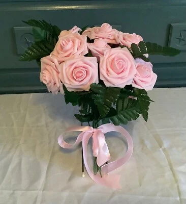 20 stem rose and greenery bridal bouquet…you choose color - Image 1 of 4