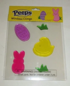 MARSHMALLOW PEEPS ICONIC EASTER CANDY BUNNY RABBIT CHICK GEL WINDOW CLINGS - Picture 1 of 1