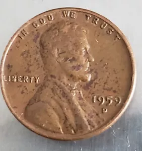 1959-D 1C DDO DDR Lincoln Cent 3.1 g - Bild 1 von 5