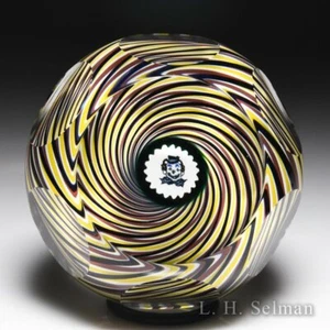 Perthshire Paperweights 1996 clown picture cane on swirl faceted paperweight - Picture 1 of 2