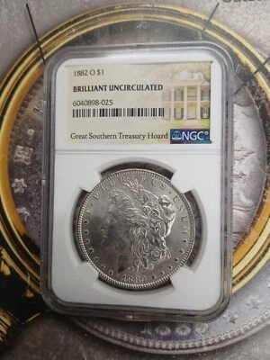 Silver 1882-O Brilliant UNC Morgan Dollar NGC   TP-9323 - Image 1 of 2