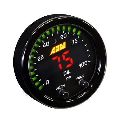 AEM Electronics 52mm X Series Oil / Fuel Pressure Digital LED Gauge Black - Image 1 of 3