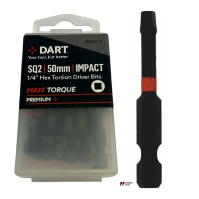 SQ2 Dart Screwdriver Impact Bit 10 PK No 2 Square Drive 50mm Bits
