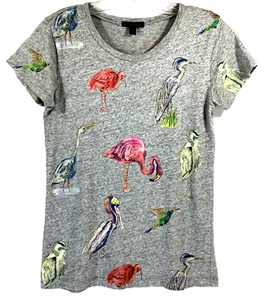 NWOT J.CREW Size S Bird Themed Short-sleeve Tee Shirt Style F4410 - Picture 1 of 10
