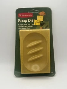 Vintage Rubbermaid Ribbed Soap Dish Mustard Yellow NOS New in Package 1979 - Picture 1 of 3