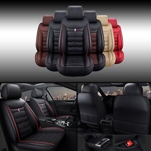 5-Seats Universal Car Seat Covers Deluxe PU Leather Seat Cover Cushion Full Set