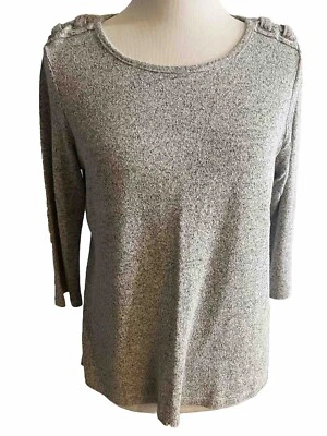 Suéter feminino 89th & Madison médio pequeno manga 3/4 mistura de rayon cinza claro - Imagem 1 de 4