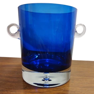 Krosno Glass Suspended Bubble Ice Bucket Cobalt Blue Stockholm Block - Picture 1 of 10
