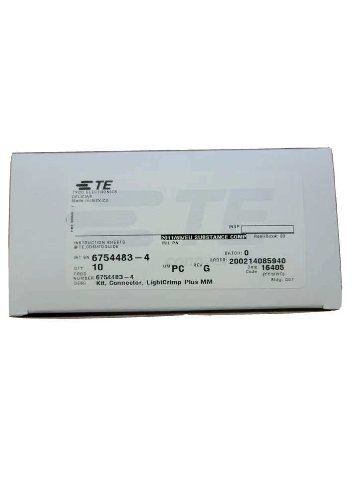 TE Tyco Electronics LightCrimp Plus Fiber Optic LC Connector Kit, OM3 -Box of 10 - Image 1 of 2