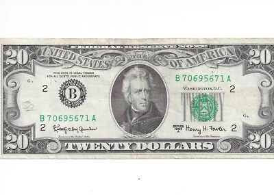 $20 Federal Reserve Note ,  B-New York,  Series 1963A,  Good Condition  - Image 1 of 2