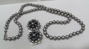 "De colección 30"" Gris Plata Perlas de Imitación Hilo Anudado y 2 Tonos Imitación Perla Clip Pendiente"  - Imagen 1 de 10