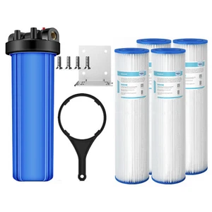 Sistema de carcasa de filtro de agua para toda la casa y filtración plisada 4P 20"" x 4,5"" PP - Imagen 1 de 17