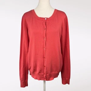 Time and Tru Coral Button Front Cardigan Sweater Long Sleeve Large - Picture 1 of 9