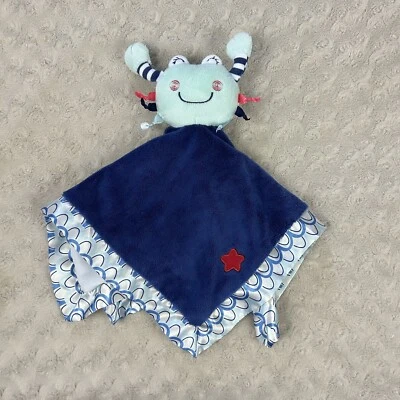 Manta de seguridad Douglas Baby Crab Lovey azul blanco rojo estrellas rayas juguete de peluche Foto 1 de 4
