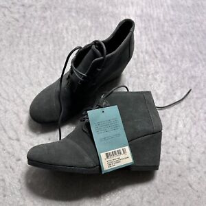 TOMS Kala Wedge Boots Womens US 8.5 Forged Iron Gray Suede Mid Rise