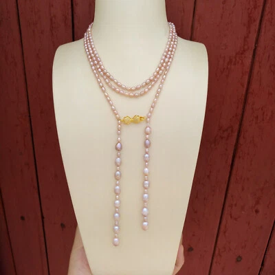 60inch Elegant Natural AAA+ South Sea purple Multi-color Pearl Necklace - Image 1 of 4