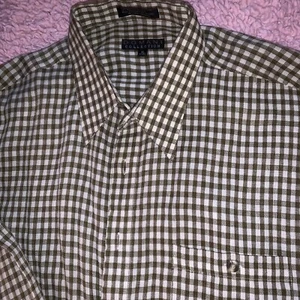 Domani Collection Shirt XL Long Sleeve Button Up Casual Brown/White Buttonpocket - Picture 1 of 10