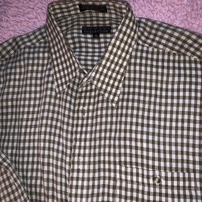 Domani Collection Shirt XL Long Sleeve Button Up Casual Brown/White Buttonpocket - Image 1 of 4