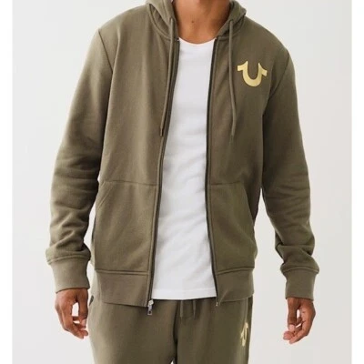 Sudadera con Capucha True Religion Para Hombres XL Verde Cremallera Completa Buda Sudadera con Capucha Nueva con Etiquetas Foto 1 de 4