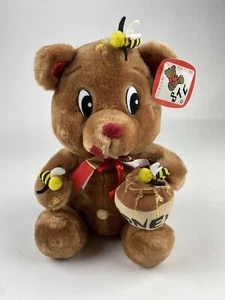 VTG Shalom Toy Co Honey Teddy Bear Plush with Honey Pot and Bees w/ TAG - Picture 1 of 6