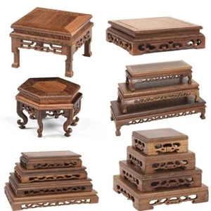 Retro Chinese Wood Fishbowl Display Vase Pot Planter Stand Bonsai Vase Rack Base - Picture 1 of 41