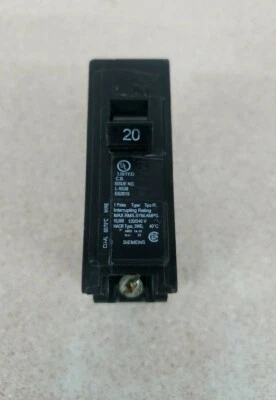 B120 SIEMENS CIRCUIT BREAKER 1 POLE 20 AMP, 120 VAC, BOLT ON, BL120 - Image 1 of 4