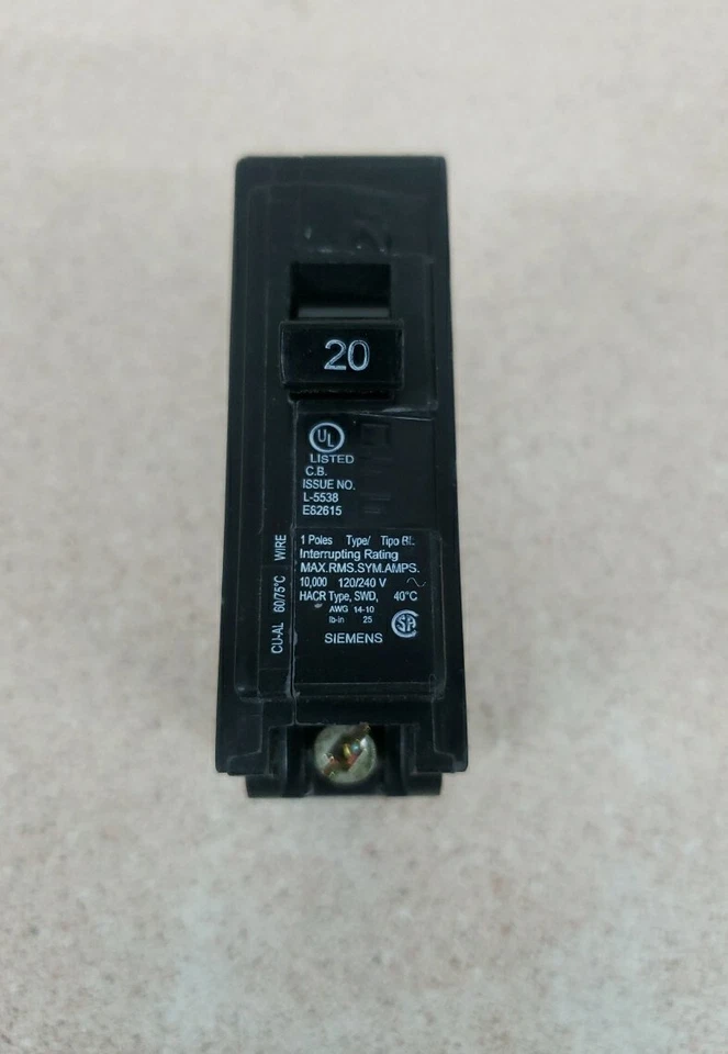 Disjuntor B120 SIEMENS 1 PÓLO 20 AMP, 120 VAC, PARAFUSO, BL120 - Imagem 1 de 1