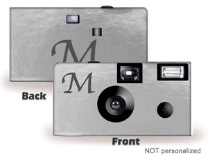 10 Monogram Silver Foil Disposable Cameras-wedding camera/anniversary (F60146) - Picture 1 of 3