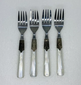 Rare 1970s Tribal Ancient Style Pearlescent Handle 6.75” Salad Fork Set 29 - Picture 1 of 15