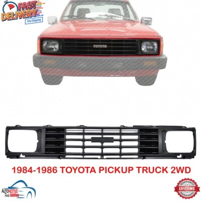 NEW FRONT GRILLE ASSEMBLY BLACK PLASTIC FOR 1984-1986 TOYOTA PICKUP TRUCK 2WD - Image 1 of 4
