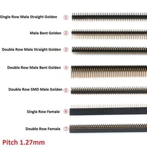 Male Female SMD Pin Header Connector 1.27mm Golden Breakable 1x40P/50P 2x40P/50P - Picture 1 of 10