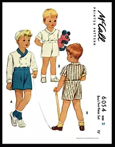 Pantalones cortos McCall #6054 NIÑOS niños pequeños camisa tela patrón de costura copia vintage - Imagen 1 de 2