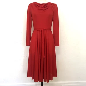 1970s Vintage Dress Lilli Diamond Red Jersey Stretchy Disco Style Dress Apx Sz 6 - Picture 1 of 7